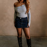 Colbie Dark Wash Denim Mini Skirt - full body front view