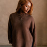 Elody Dark Brown Mock Neck Sweater - front
