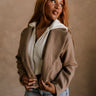 Harper Light Brown & Cream Hoodie Jacket front top view