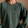 Harper Washed Green Long Sleeve Sweatshirt - close up front view