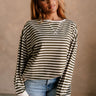 Diana Olive & Ivory Stripe Sweatshirt- front view