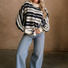Blaire Navy Multi Stripe Long Sleeve Sweatshirt- full body view