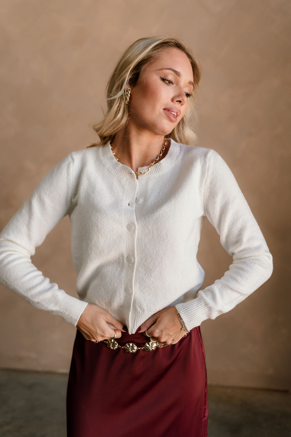 Sami Off White Button Up Cardigan - front 