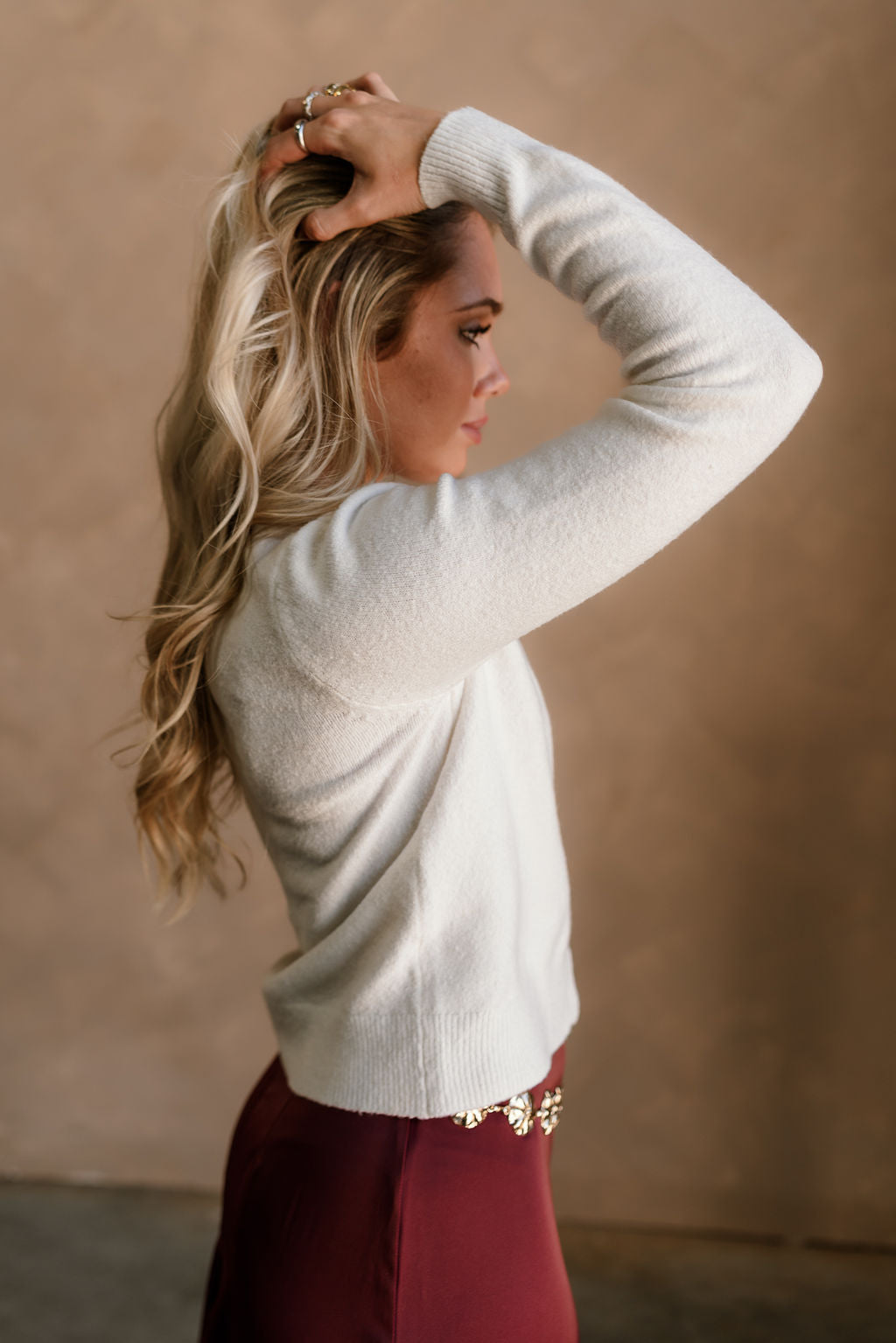 Sami Off White Button Up Cardigan - side