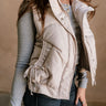 Vera Ecru Puffer Zip-Up Vest- frontal side view