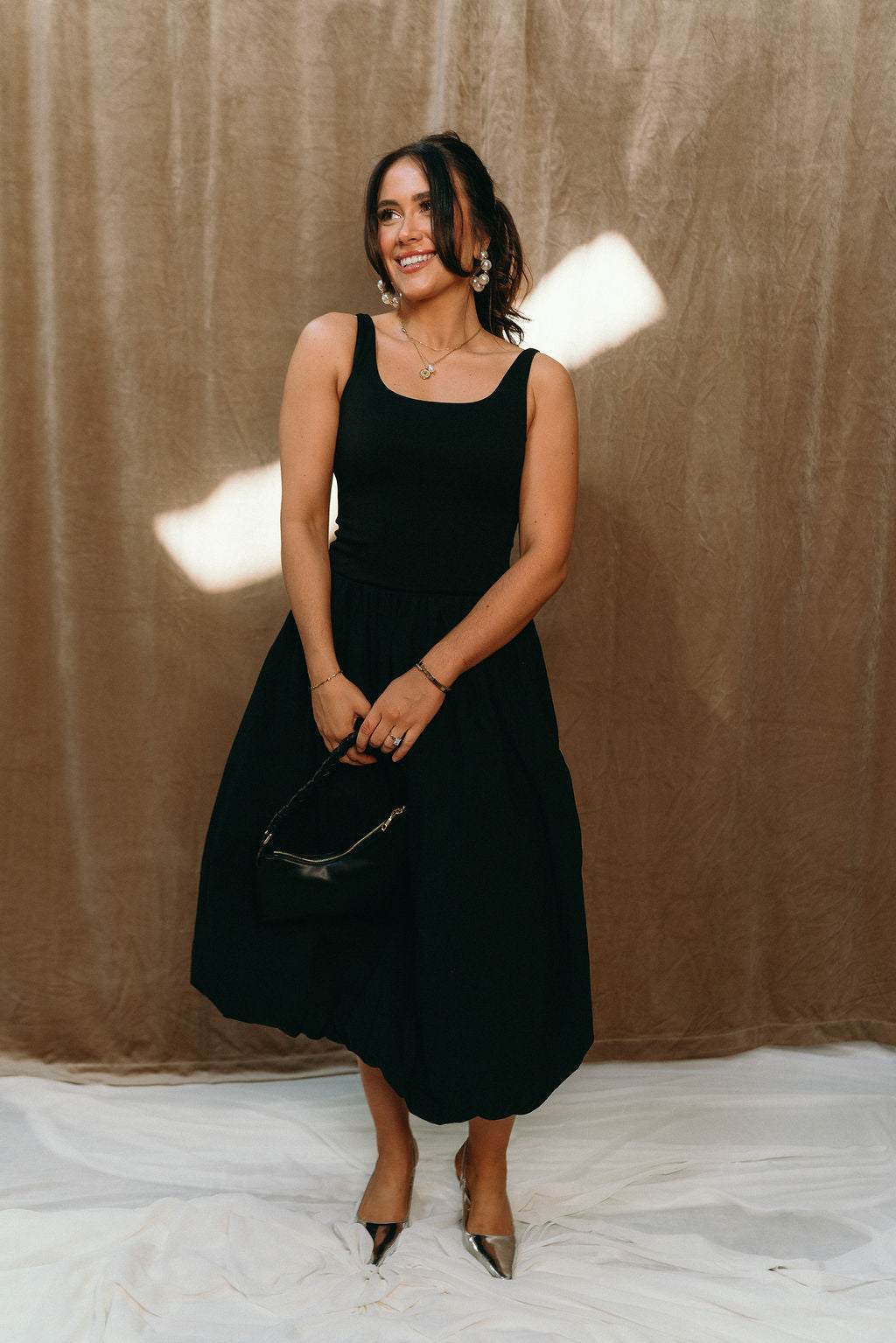 black bubble dress midi Kenneth Cole