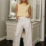 Thalia Off White Wide Leg Pants - full body front view