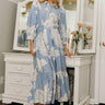 Abigail Blue & White Floral Midi Dress - full body front view