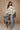 Joelle Cream & Green Striped Sweater - full body view