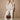 Steph Taupe & White Striped Sweater - full body front view