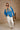 Kali Blue Ribbed Knit Sweater - full body front view