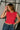 Evie Red & PInk Gingham Ruffle Tank- top view