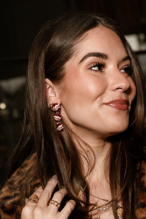 Ornament Burgundy & Pink Dangle Earrings 