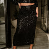 Alora Black Sequin Midi Skirt-front view