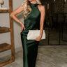 Faith Hunter Green Satin Maxi Dress- full body view