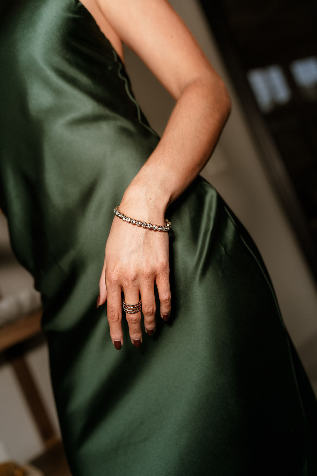 Mariah Rhinestone & Gold Bracelet- front view