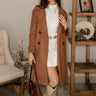 Stella Camel Brown Tie Waist Coat - full body view