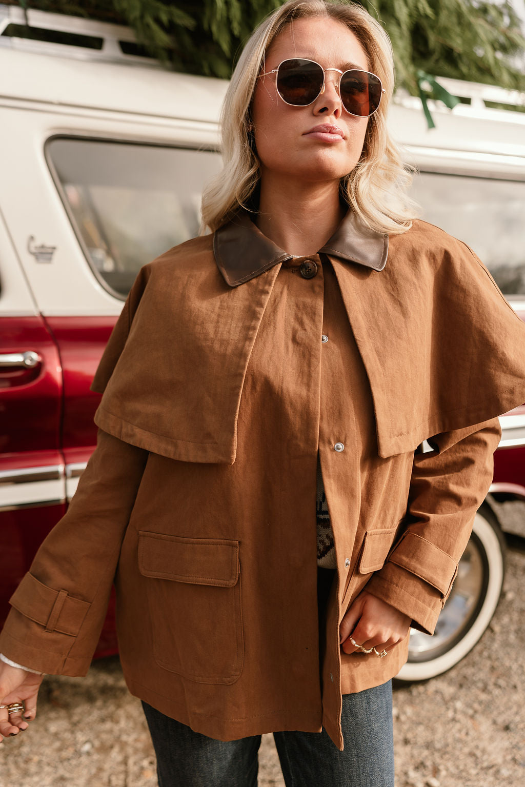 Alice Brown Poncho Jacket- frontal top view