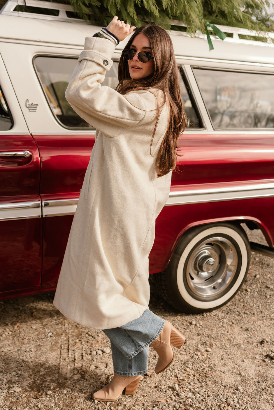 Sawyer Cream Longline Coat- side view