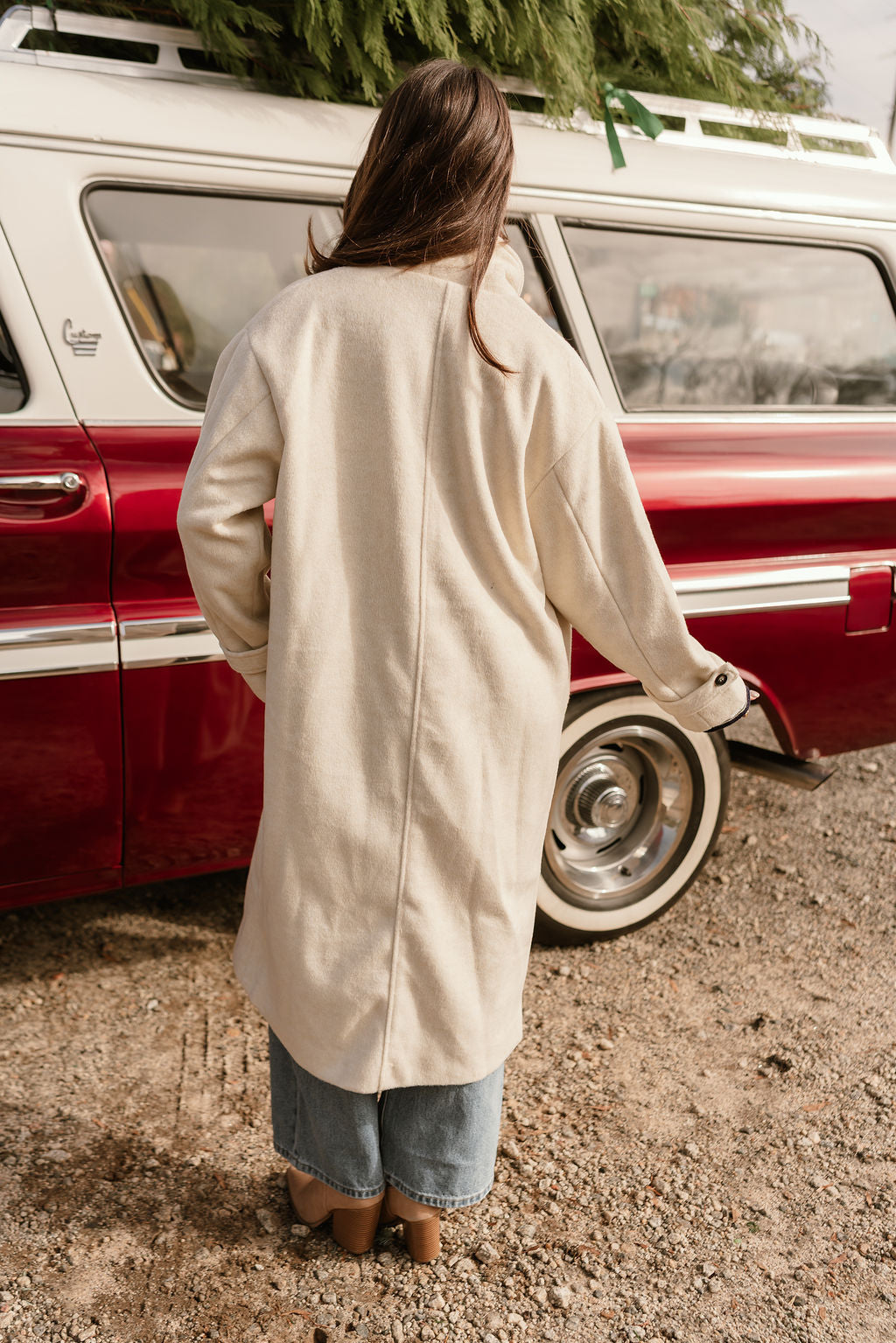 Sawyer Cream Longline Coat-= back view