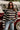 Millie Navy Multi Stripe Cardigan- close up top view