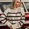 Blair Cream & Black Stripe Knit Sweater- front view