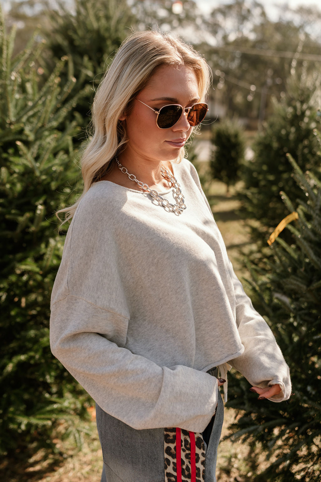 Janna Heather Grey Sweater - side view