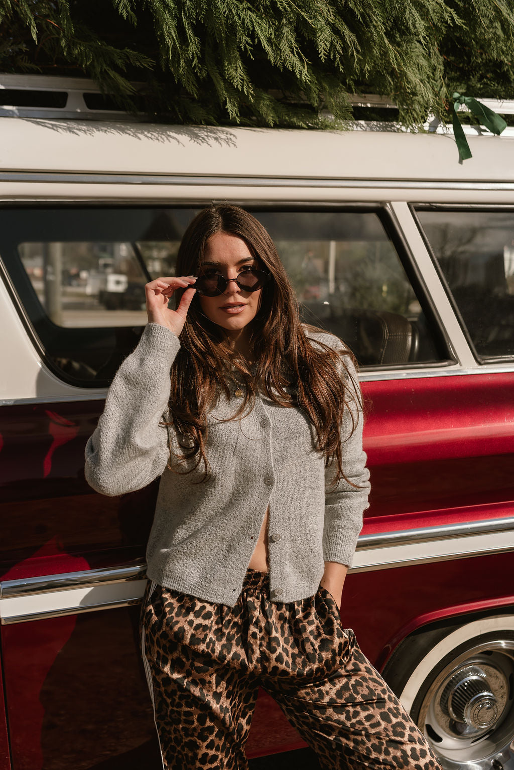 Bethanie Heather Grey Ruffle Cardigan - front 