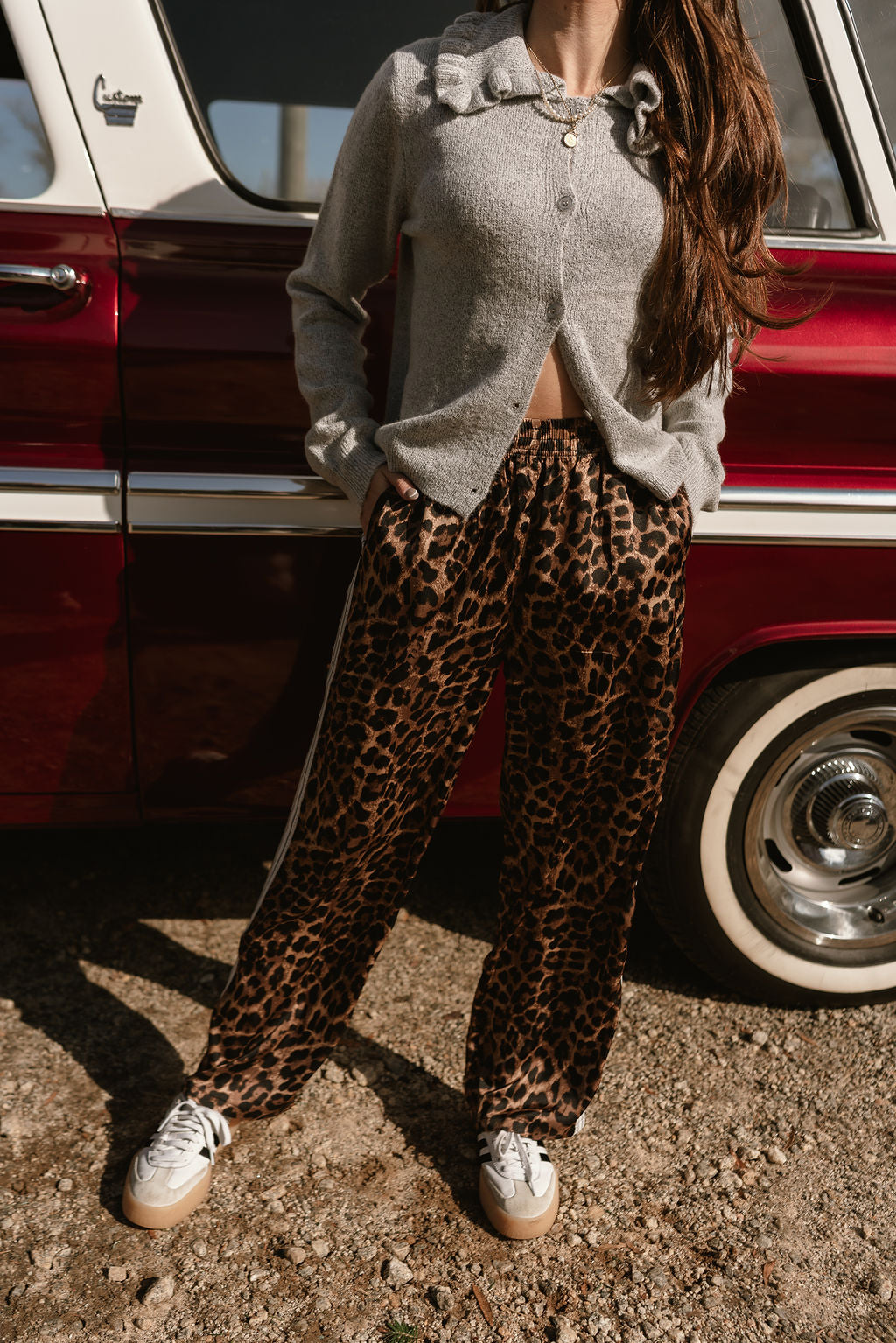 Vera Leopard & White Track Pants- top front view