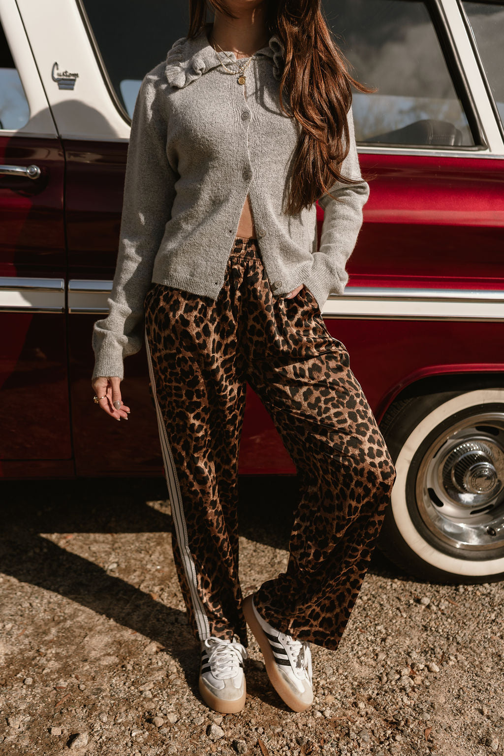 Vera Leopard & White Track Pants- front view