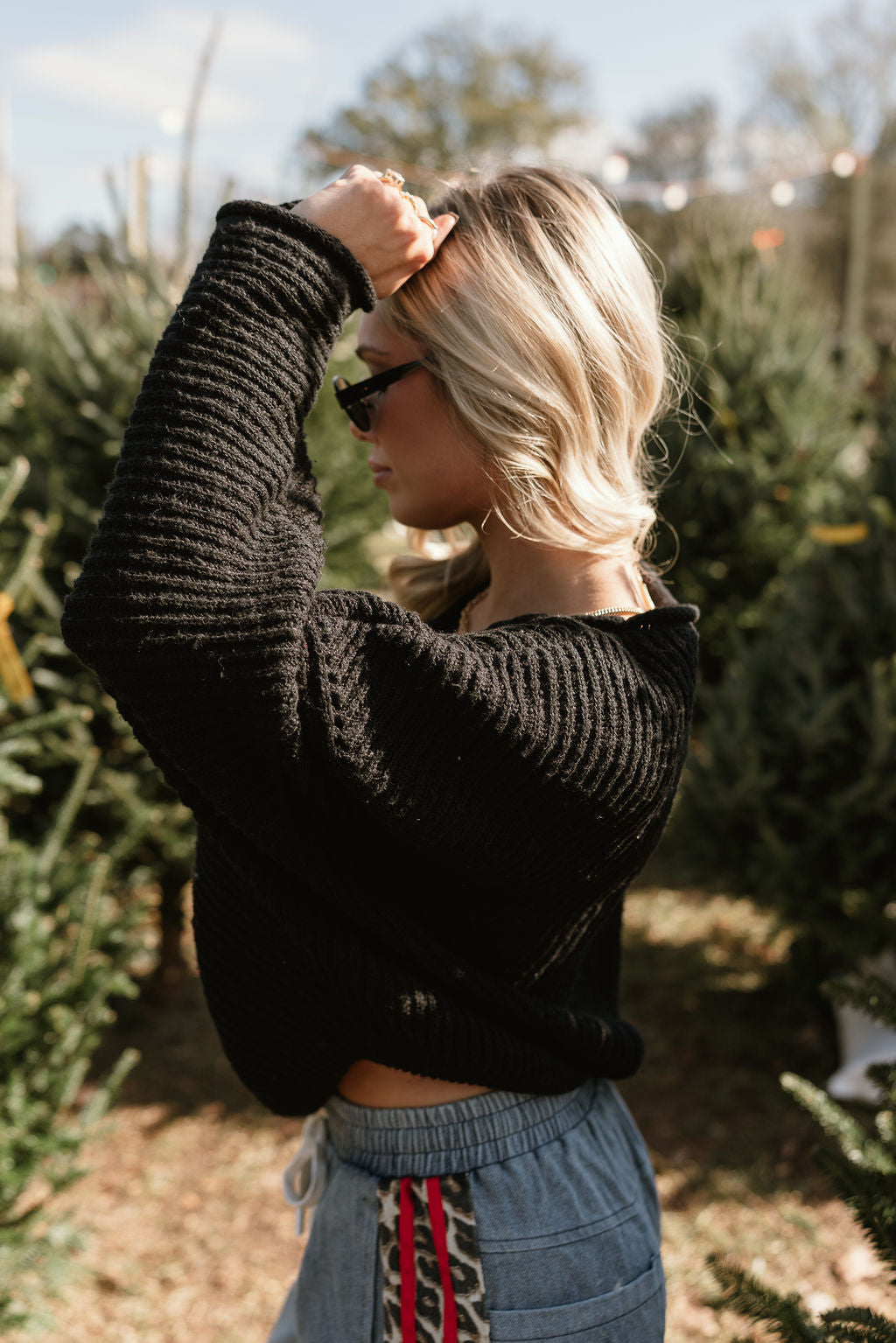 Ashley Black Knit Sweater - side view