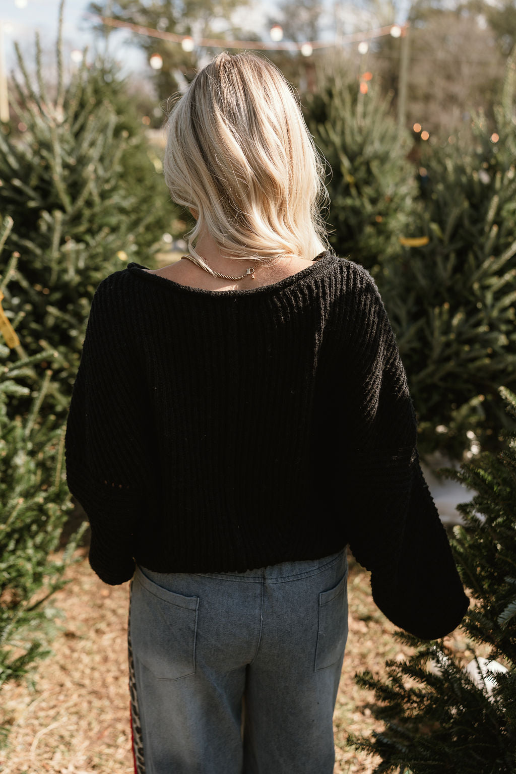 Ashley Black Knit Sweater- back view