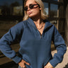 Raquel Blue Quarter-Zip Pullover - front view