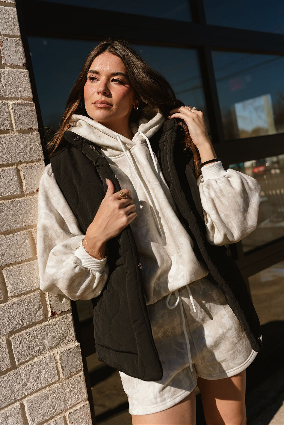 Sadie Black Quilted Puffer Vest - front view