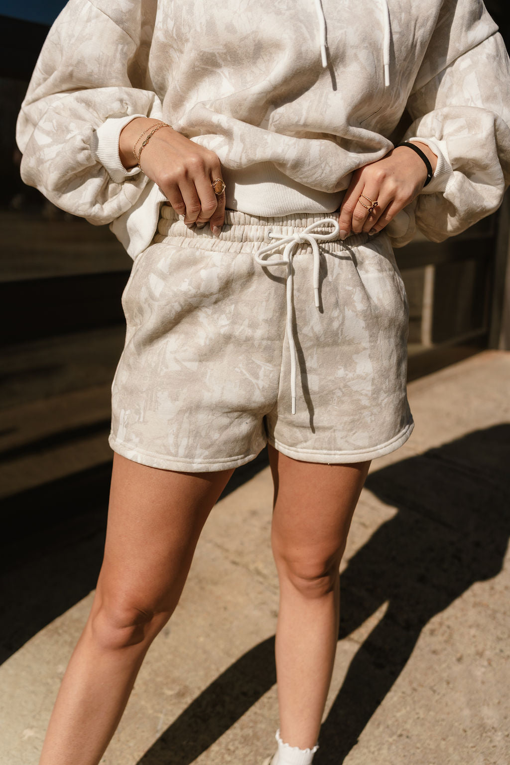 Piper Light Camo Drawstring Shorts - front view