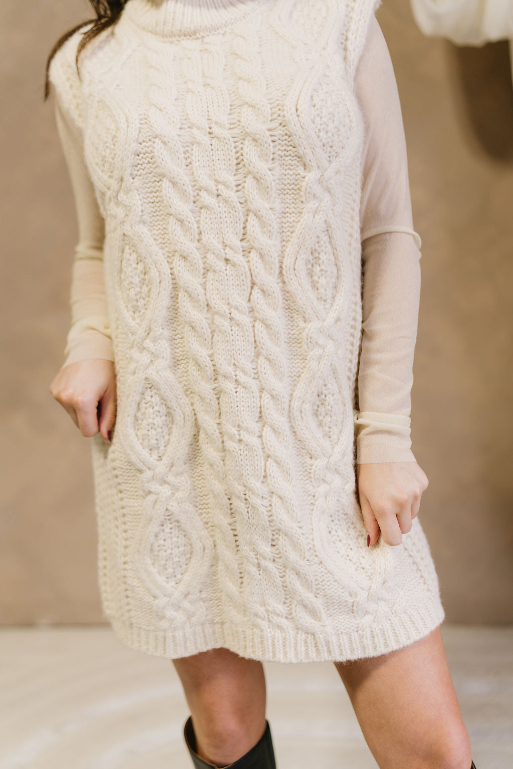 Laurel Cream Turtleneck Sweater Dress - Lizard Thicket Laurel Cream Turtleneck Sweater Dress - Lizard Thicket