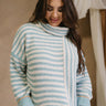 Liliana Sage & Cream Stripe Knit Sweater- top view