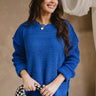 Lyla Royal Blue Long Sleeve Sweater- front view