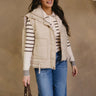 Regina Beige Puffer Vest - frontal side view