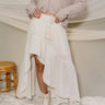 Natalie Cream Slit Tiered Midi Skirt- close up front view