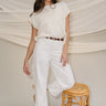 Lyla Off White Cropped Wide Leg Pant- full body view