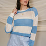 Lyla Blue & White Stripe Knit Sweater- front top view