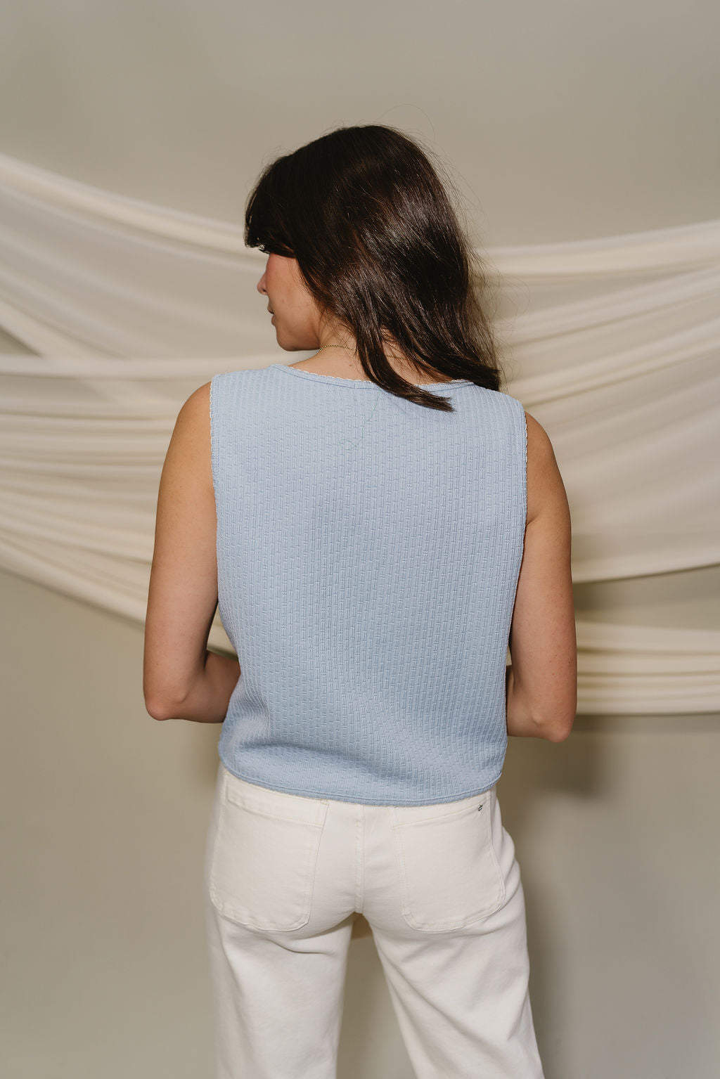 Brynlee Light Blue Front Ties Top- back view