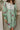 Harlow Green Mixed Print Mini Dress - Close up front view