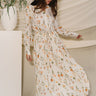 Ophelia Off White & Yellow Floral Midi Dress - full body front view