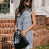 Sadie Washed Denim Sleeveless Mini Dress - frontal view