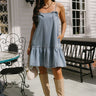 Hattie Denim Drop Waist Dress - full body front view