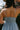 Audrey Chambray Ruffle Sleeveless Romper- close up top back view
