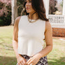 Virginia Cream Gold Button Tank Top - close up front view