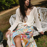 Aurora White Multi Button-Up Maxi Skirt- full bod view